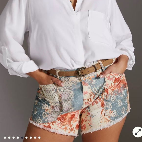 Pilcro The Wanderer Low Rise Shorts Floral Patch Print Size 22W Summer Fun - Picture 12 of 12